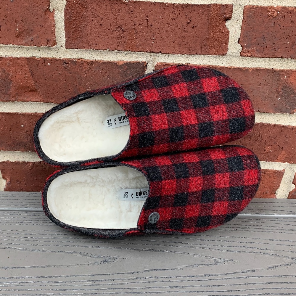 Birkenstock Zermatt Wool Felt Plaid Slipper 37 N